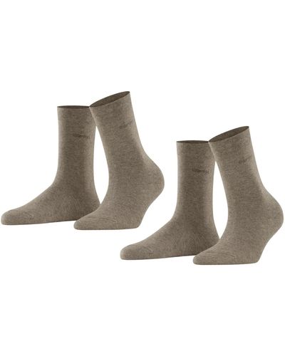 Esprit Basic Easy 2-pack W So Cotton Plain 2 Pairs Socks - Natural