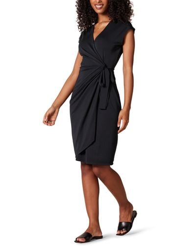 Amazon Essentials Plus Size Classic Cap Sleeve Wrap Dress Robe - Noir