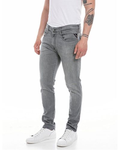 Replay Jeans Anbass Slim Fit da Uomo con Power Stretch - Grigio