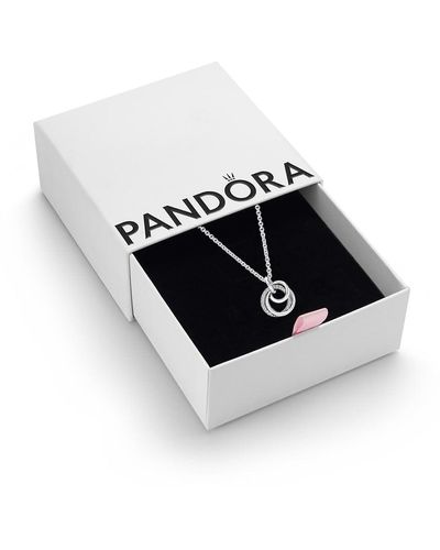 PANDORA Moments Sterling Silver Family Always Encircled Pendant Necklace - Black
