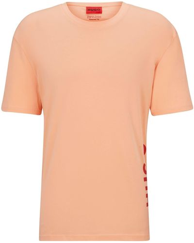 HUGO S T-shirt Rn Relaxed Cotton-jersey T-shirt With Contrast Vertical Logo - Pink