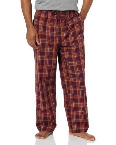 Amazon Essentials Pantalón de Pijama Tejido de Ajuste Recto Hombre - Rojo