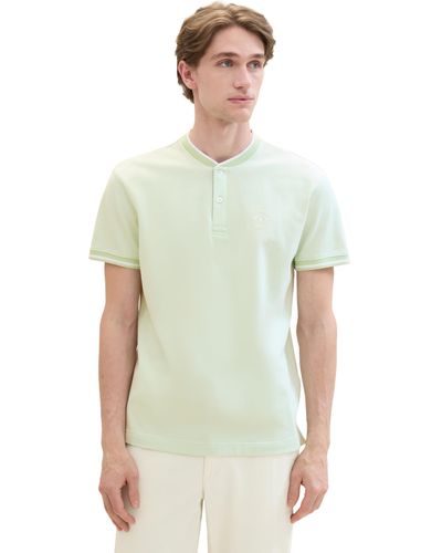 Tom Tailor Basic Piqué Poloshirt mit Stehkragen - Grün