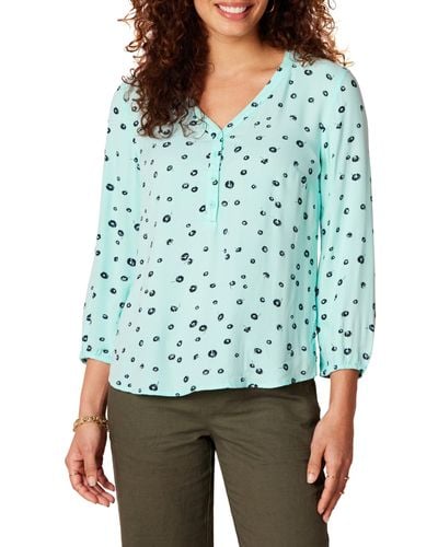 Amazon Essentials Camisa Popover con Botones y gas 3/4 Mujer - Azul