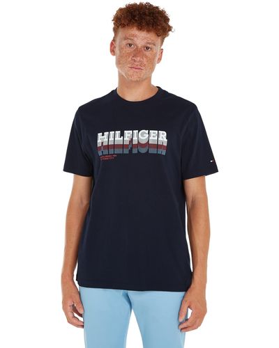 Tommy Hilfiger Fade Hilfiger Tee S/s T-shirts - Blauw