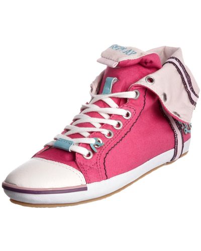 Replay Brooke Mid Fuxia Lace Up Trainer Gwv14.003.c0004t.025 6 Uk - Pink
