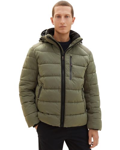 Tom Tailor 1037342 Puffer-Jacke mit Abnehmbarer Kapuze - Grün