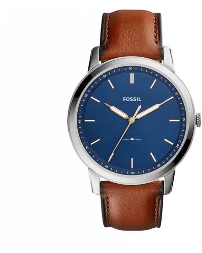Fossil Fossil Minimalist Dial Leather Watch Fs5304 - Blue