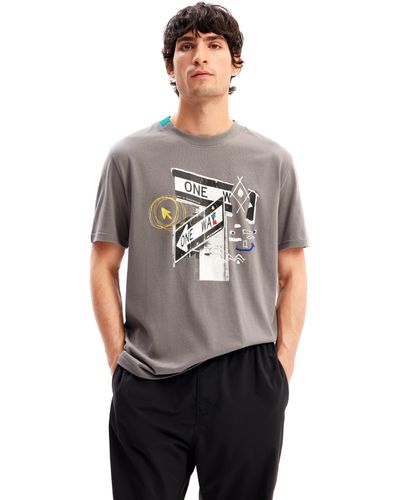 Desigual Template 3 Color T-Shirt - Grau
