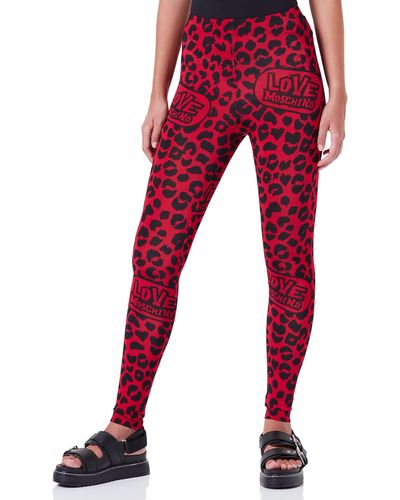 Love Moschino Moschino Allover Animalier Printed Casual Pants - Rot