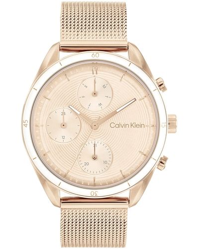 Calvin Klein Vrouwen Analoog Quartz Horloge Met Roestvrij Stalen Band 25200175 - Naturel