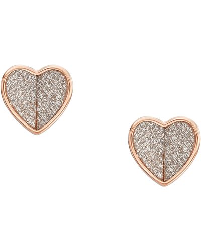 Fossil Ohrstecker Sadie Flutter Hearts Edelstahl roségoldfarben - Weiß