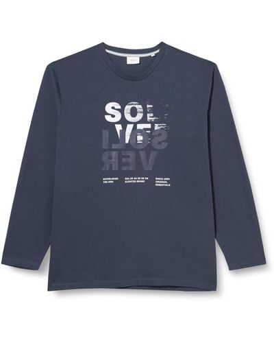 S.oliver Big Size Langarmshirt mit Label Print - Blau