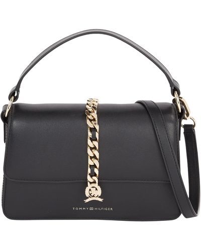 Tommy Hilfiger Chain Leather Crossover - Negro