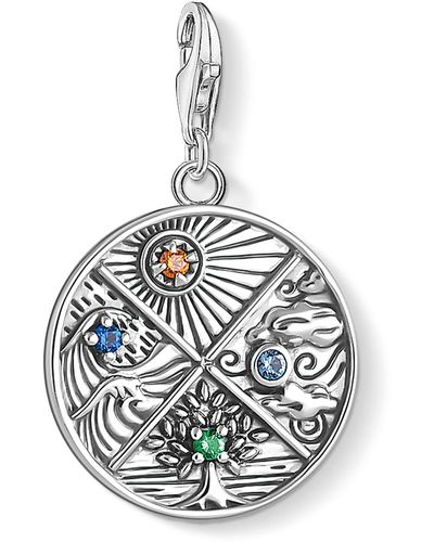 Thomas Sabo Pendentif Charm 4 éléments : terre, eau, air, feu argent sterling 925, noirci - Bleu