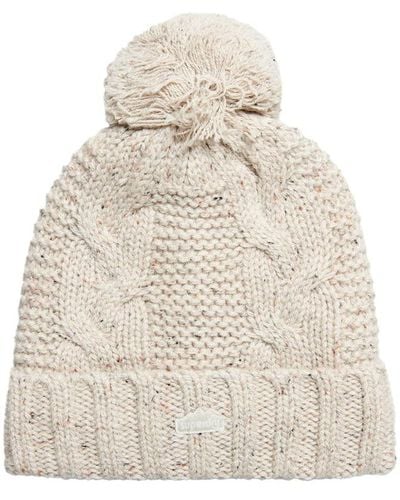 Superdry Bonnet Vintage Cable Knit Bobble - Neutre