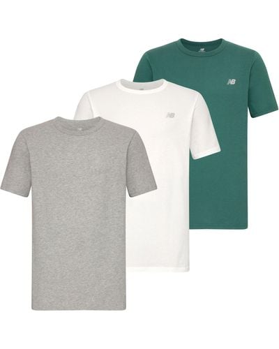 New Balance Lot de 3 t-shirts à col rond en coton pour homme - Vert