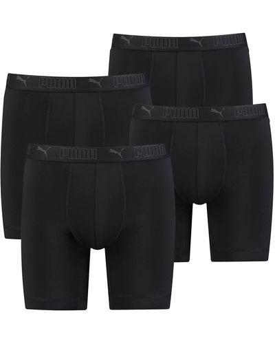 PUMA 4 ER Pack Sport Long Boxer Microfiber Boxershorts Pant Underwear - Noir