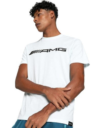 PUMA AMG Motorsport T-Shirt LDewdrop Blue - Weiß