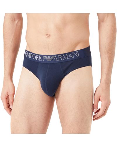 Emporio Armani Underwear Brief Rubber Pixel Logo Caleçons - Bleu