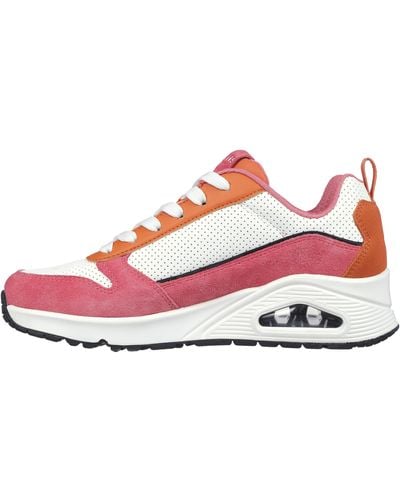Skechers Leder Sneaker Pink/Weiß - Rot