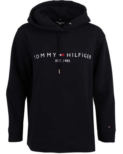 Tommy Hilfiger Curve Langarm Hoodie Kapuze Logo-Stick Nachtblau Größe 52 - Mehrfarbig