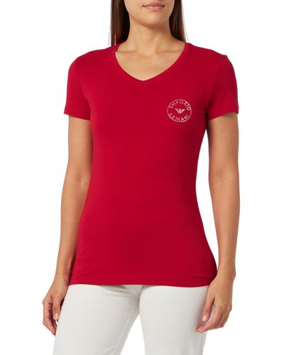 Emporio Armani T-shirt Essential Studs Logo T Shirt - Rot