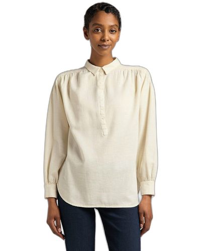 Lee Jeans Pintucked Relaxed Blouse Shirt - Natur