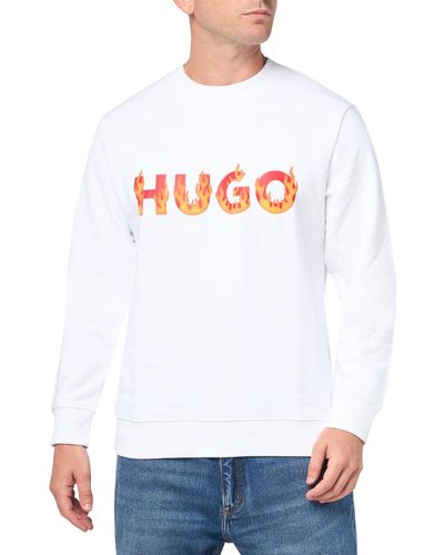 HUGO Flames Logo Pullover Sweatshirt - White