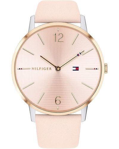 Tommy Hilfiger Montre Analogique à Quartz pour avec Bracelet en cuir Rose - 1781973 - Bleu