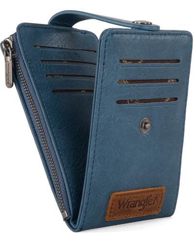 Wrangler Portafoglio da donna a due ante vintage porta carte da donna sottile e minimalista tasca - Blu