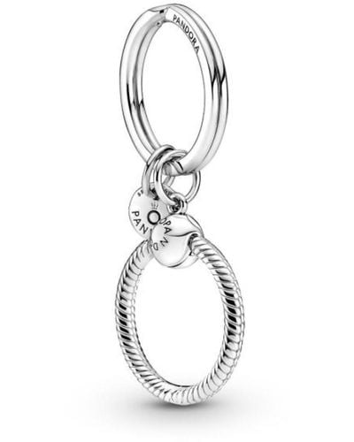 PANDORA Icons Sterling Silver Key Ring With Small O Pendant - Metallic