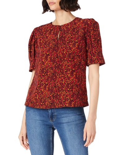 Scotch & Soda Printed Top With Gathered Sleeves Blouse