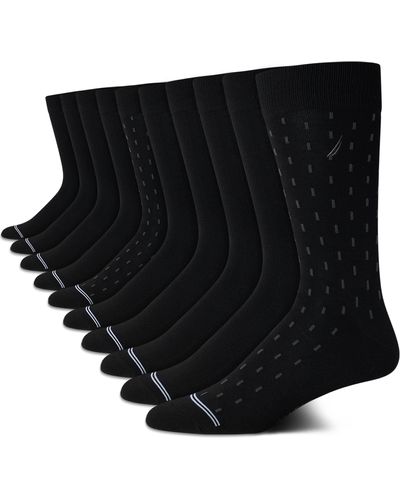 Nautica Lot de 10 paires de chaussettes habillées pour homme - Noir