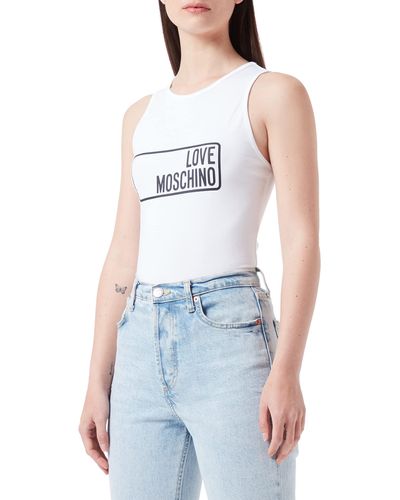 Love Moschino Stretch Cotton Jersey With Institutional Logo Print T-shirt - Blue