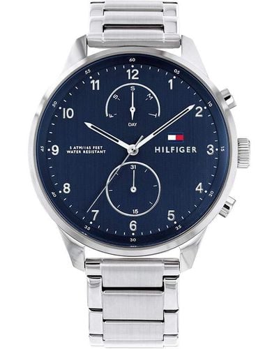 Tommy Hilfiger Analogue Multifunction Quartz Watch For Men With Silver Stainless Steel Bracelet - 1791575 - Blue