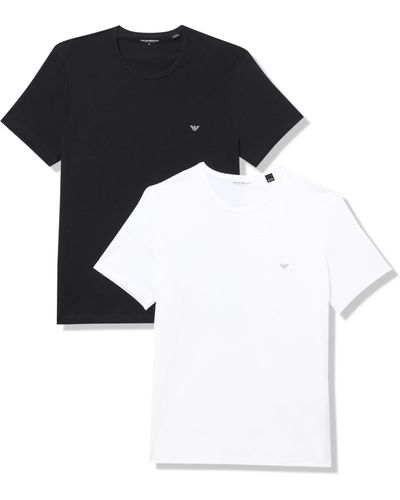 Emporio Armani T-Shirt aus reiner Baumwolle im 2er-Pack - Schwarz