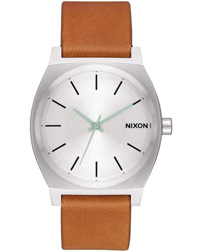 Nixon S Analogue Quartz Watch With Leather Strap A045-2853-00 - Metallic