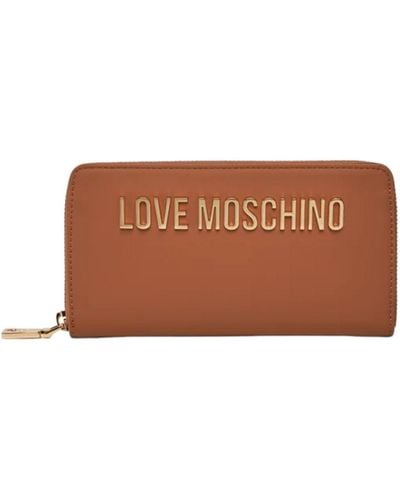 Love Moschino Camel Wallet Zip Around Lettering - Brown