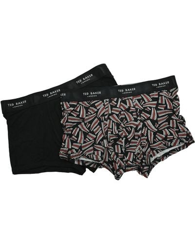Ted Baker Nately 2 Pair Box Set Of S Cotton Stretch Printed Trunk In Black Size Medium Waist 32-34 Inches