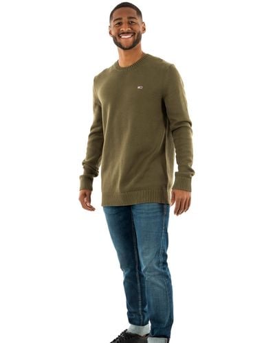 Tommy Hilfiger Tommy Jeans Pull Essential Crew Neck Pull en Maille - Vert