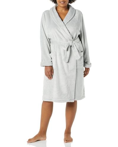 Amazon Essentials Mid-length Plush Dressing Gown - Grey
