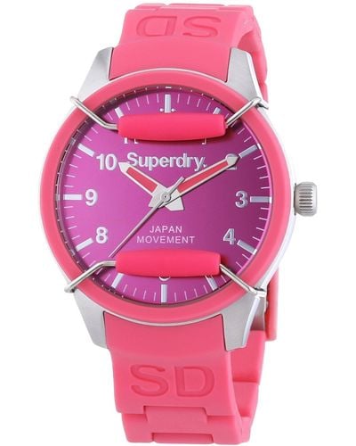 Superdry Quartz Watch With Black Dial Analogue Display - Pink