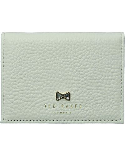 Ted Baker Lillly-envelope Card Coin Purse Holder In Cream Leather - Green