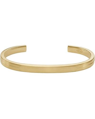 Fossil Stainless Steel Gold-tone Smooth Cuff Bracelet - Metallic