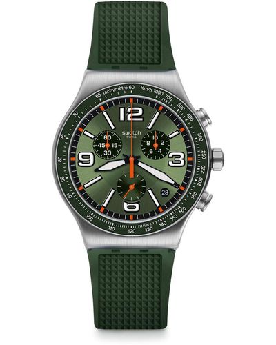 Swatch Analog Quarz Uhr mit Gummi Armband YVS462 - Grün