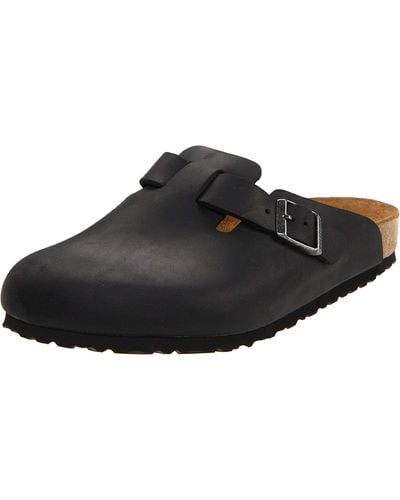Birkenstock S Boston Black Leather Sandals 37 EU - Schwarz