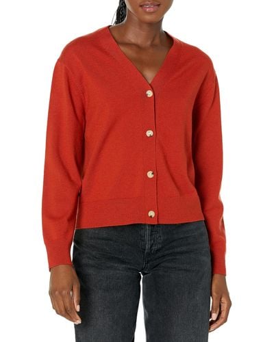 Vince High Button Cardigan - Red