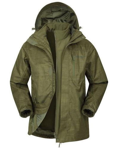 Mountain Warehouse In-1 wasserdichte Outdoor--Jacke - wasserabweisende Laufjacke und Arbeitsjacke bei Regen für - Grün