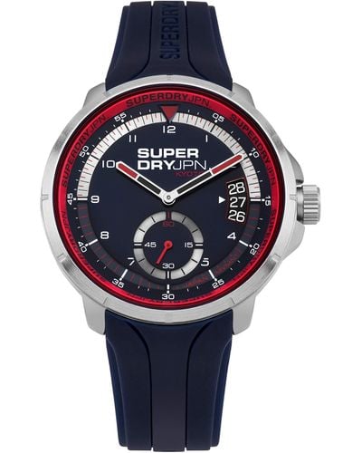 Superdry Herren Analog Quarz Uhr mit Silikon Armband SYG217U - Blau